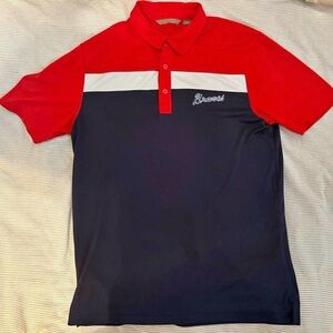 rave Red, White and Navy Colorblock Polo Shirt